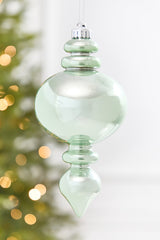 9" Mint Pearlescent Finial Ornament