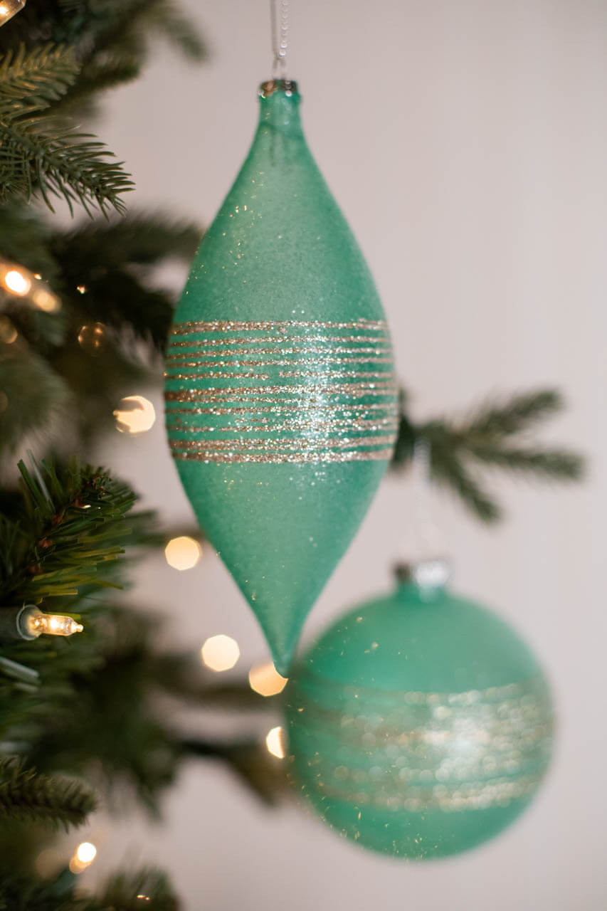 4-7" Mint Glitter Sweet Shoppe Ornament - 3 Pc/Box