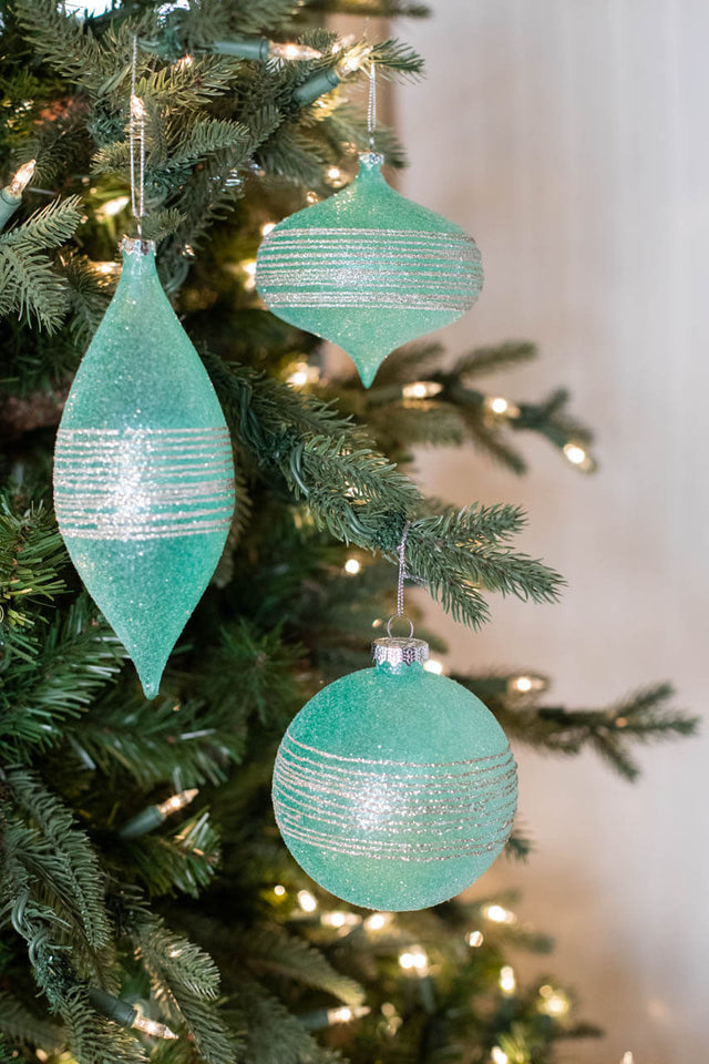 4-7" Mint Glitter Sweet Shoppe Ornament - 3 Pc/Box