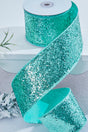 2.5" x 10 Yard Mint Green Glitter Wired Ribbon