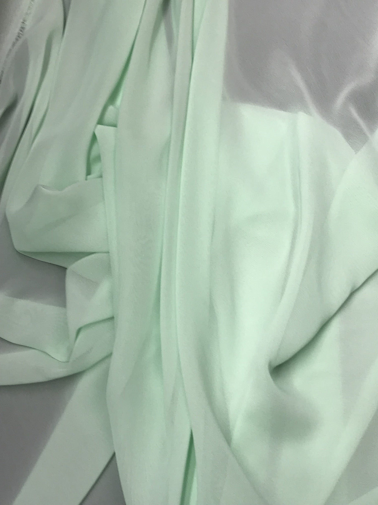 Mint Polyester Chiffon Fabric - Mint, Very Light Sheer, 59"-60" Width (1 Yard)