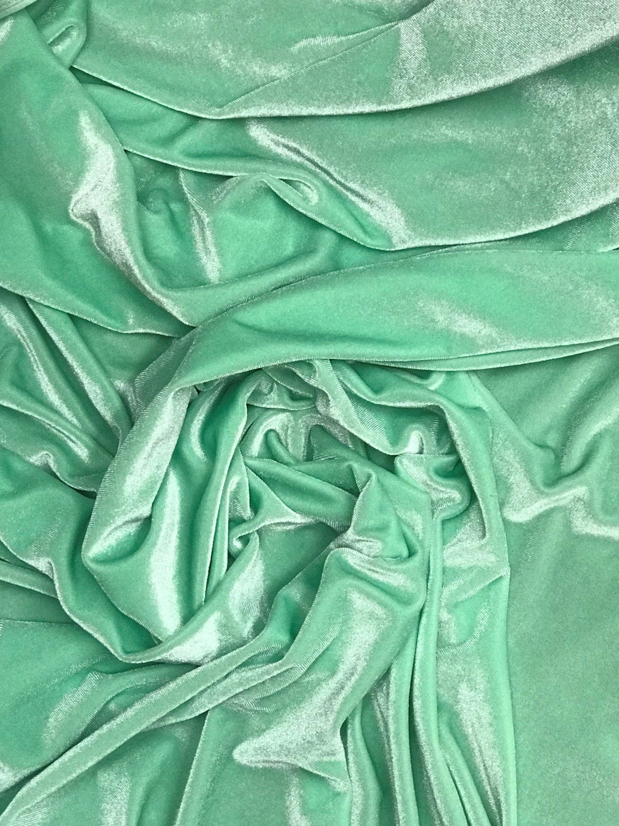 Mint Green Stretch Velvet Fabric - Mint Green, Velvet, 58"-60" Width (1 Yard)