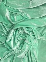 Mint Green Stretch Velvet Fabric - Mint Green, Velvet, 58"-60" Width (1 Yard)