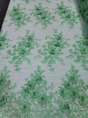 Mint Beaded Lace 3D Floral Embroidered Mesh