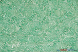Rosette Satin Polyester Fabric - 3D Satin Floral Embroidery, 52/54" Width (Yards, Bolts, Sample Swatch)