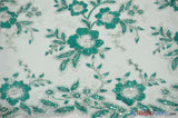 Edith Embroidery Fabric - Two Tone Floral Embroidery, Sheer Tulle, 52" Width, Multiple Colors (1 Yard)