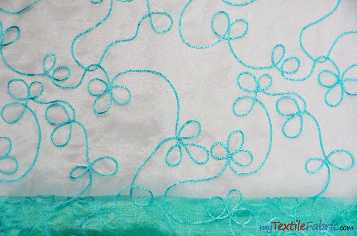 Fantasia Sheer Organza Embroidery Fabric - Embroidered Floral Sheer, 54" Width, Multiple Colors (1 Yard)