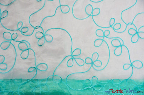 Fantasia Sheer Organza Embroidery Fabric - Embroidered Floral Sheer, 54" Width, Multiple Colors (1 Yard)