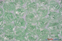 Rosette Satin Bordeaux Polyester Fabric - 3D Floral Satin Embroidered On A Mesh, Bordeaux, 52" Width (1 Yard)