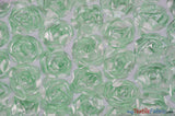 Rosette Satin Bordeaux Polyester Fabric - 3D Floral Satin Embroidered On A Mesh, Bordeaux, 52" Width (1 Yard)
