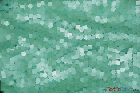 Dull Square Dazzle Polyester Fabric - Square Sequins, Sheer Mesh, 52" Width (1 Yard)
