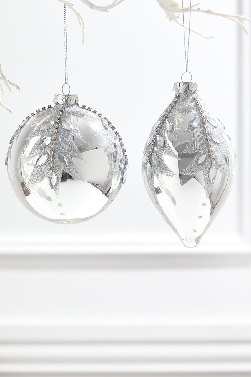 4" - 5.5" Glass Jewel Ball & Finial Ornament