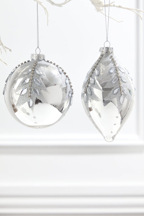 4" - 5.5" Glass Jewel Ball & Finial Ornament