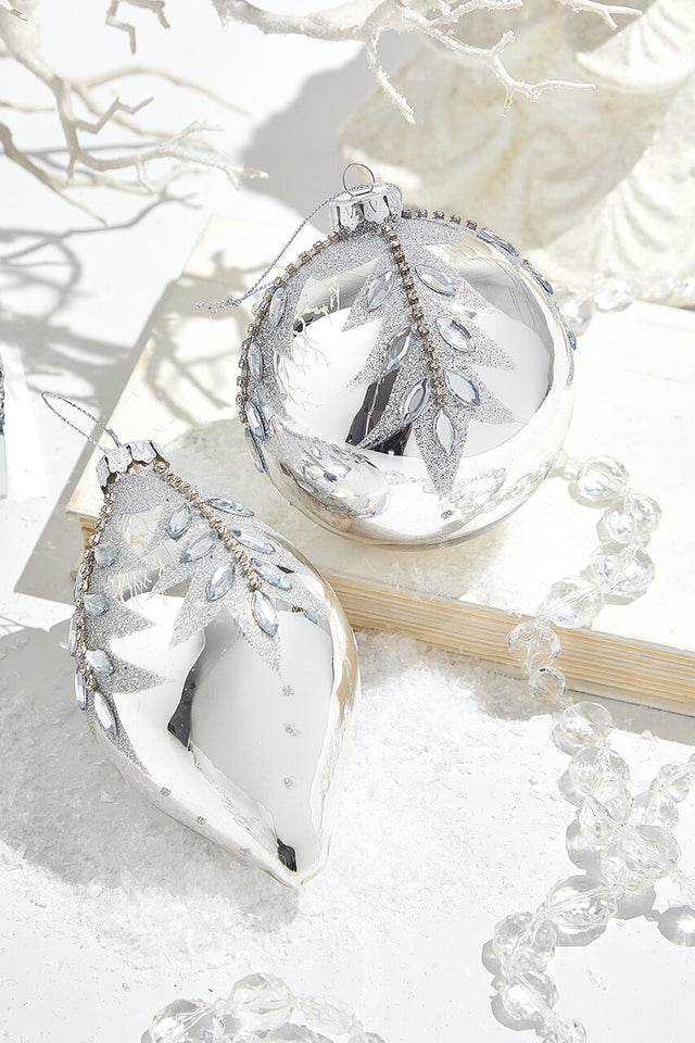 4" - 5.5" Glass Jewel Ball & Finial Ornament