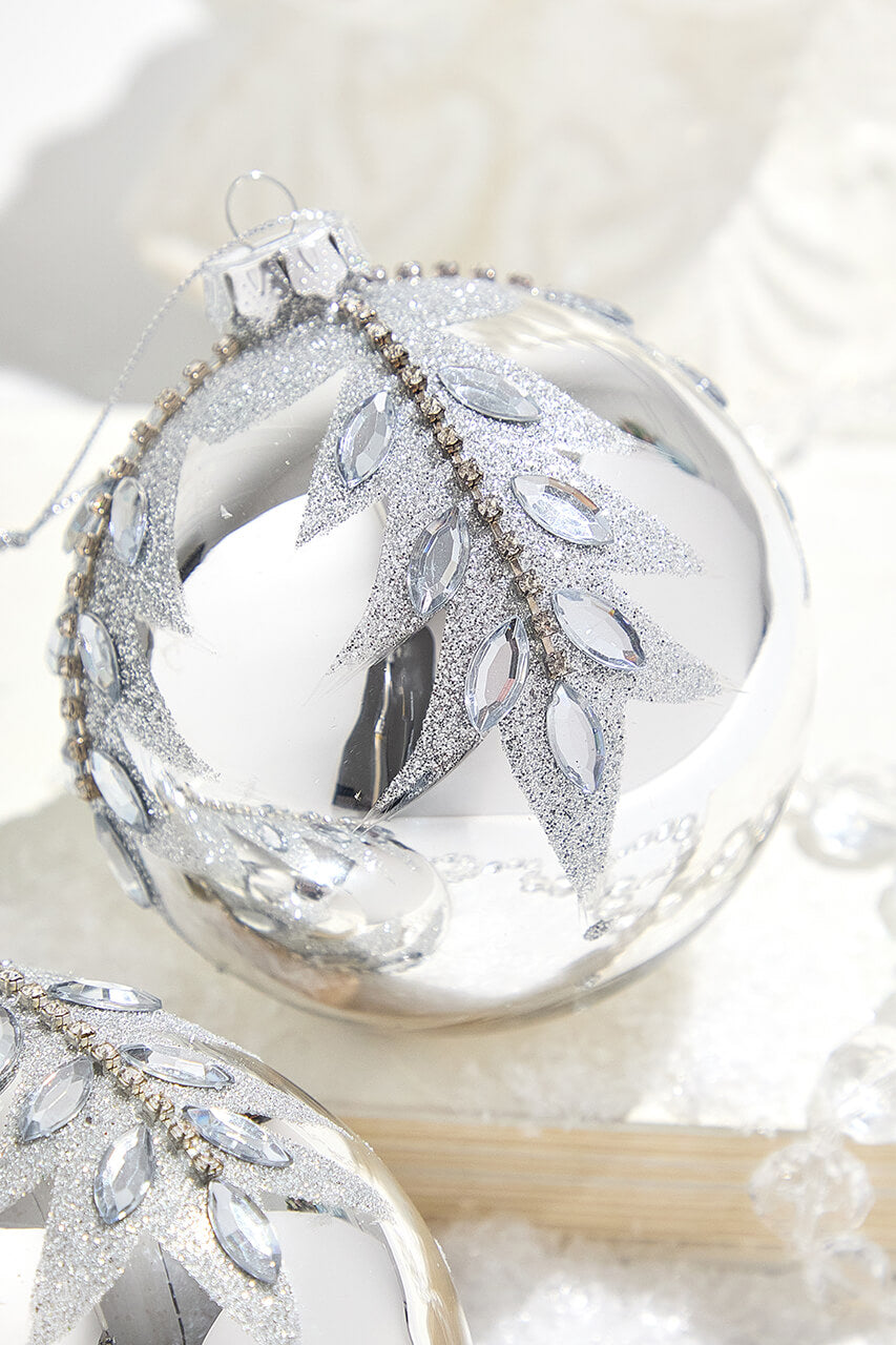 4" - 5.5" Glass Jewel Ball & Finial Ornament