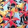 Mish Flora Polyester Spandex Fabric - Floral Print On Black, 58-60" Width (1 Yard)
