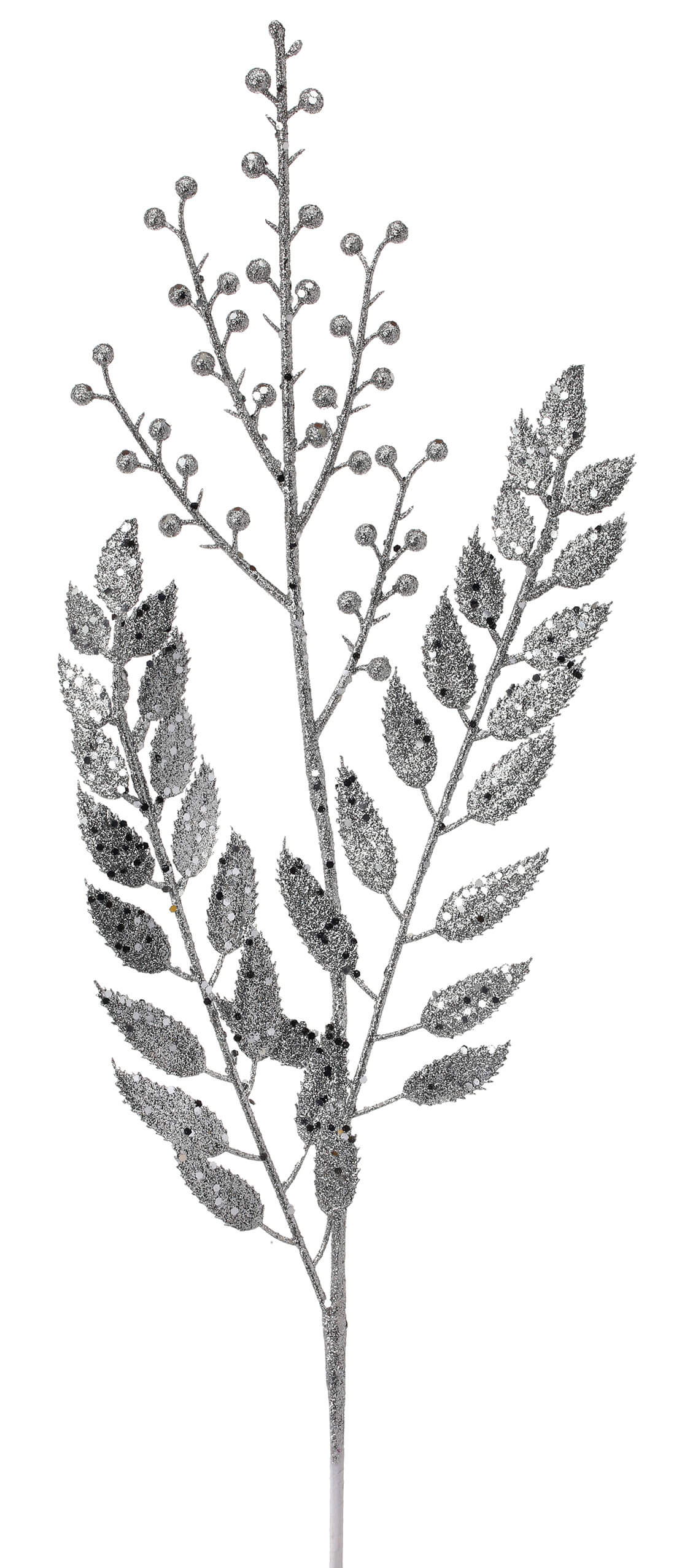 29” Glitter Smilax Berry Spray - Silver