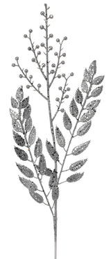 29” Glitter Smilax Berry Spray - Silver