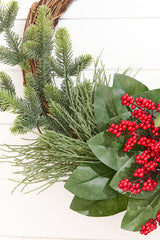 22” Winter Foliage & Berry Layered Vine Wreath