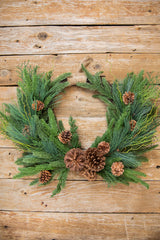 26” Mixed Greens with Pinecones Swag Wreath