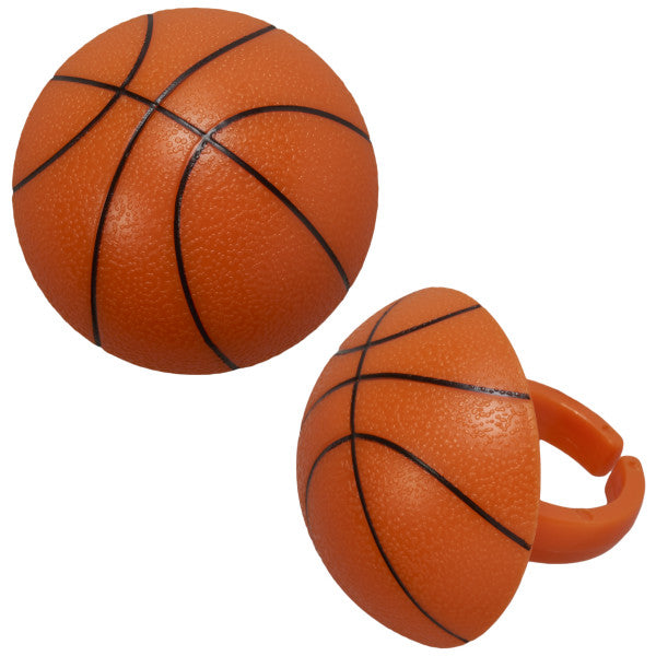 Basketball Rings 3D, Cupcake Decorations, Food Safe Cake Toppers – 12 Pack