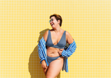 Swim Knit Poly Spandex Gingham Blue