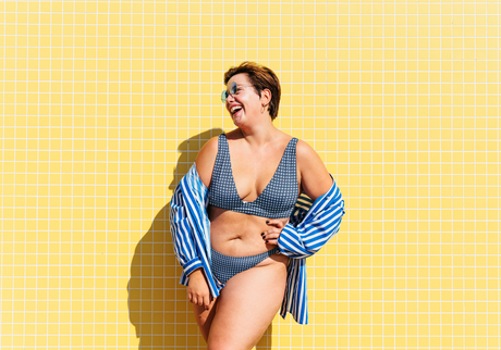Swim Knit Poly Spandex Gingham Blue