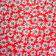 Cotton Lycra Knit Fabric Mod Daisies on Red