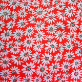 Cotton Lycra Knit Fabric Mod Daisies on Red