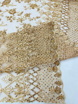 Modern Luxury Beaded Fabric - Mesh Lace, 54" Width, Color Assorted (1 Yard)
