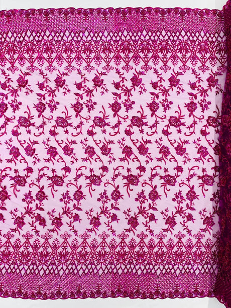 Modern Luxury Beaded Fabric - Mesh Lace, 54" Width, Color Assorted (1 Yard)
