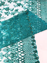 Modern Luxury Beaded Fabric - Mesh Lace, 54" Width, Color Assorted (1 Yard)