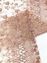 Modern Luxury Beaded Fabric - Mesh Lace, 54" Width, Color Assorted (1 Yard)