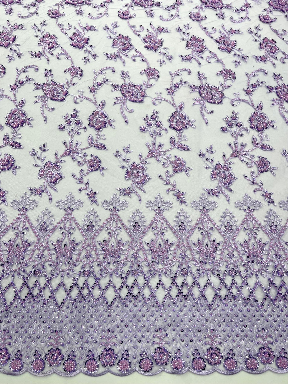 Modern Luxury Beaded Fabric - Mesh Lace, 54" Width, Color Assorted (1 Yard)