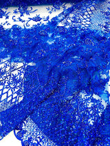 Modern Luxury Beaded Fabric - Mesh Lace, 54" Width, Color Assorted (1 Yard)