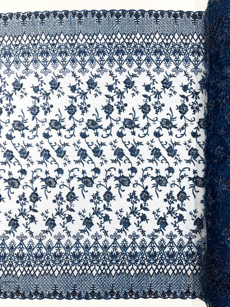 Modern Luxury Beaded Fabric - Mesh Lace, 54" Width, Color Assorted (1 Yard)