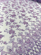 Modern Luxury Beaded Fabric - Mesh Lace, 54" Width, Color Assorted (1 Yard)