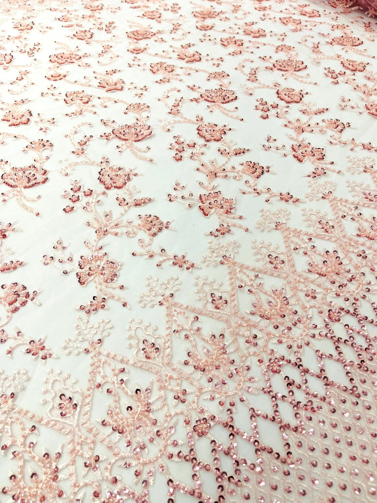 Modern Luxury Beaded Fabric - Mesh Lace, 54" Width, Color Assorted (1 Yard)