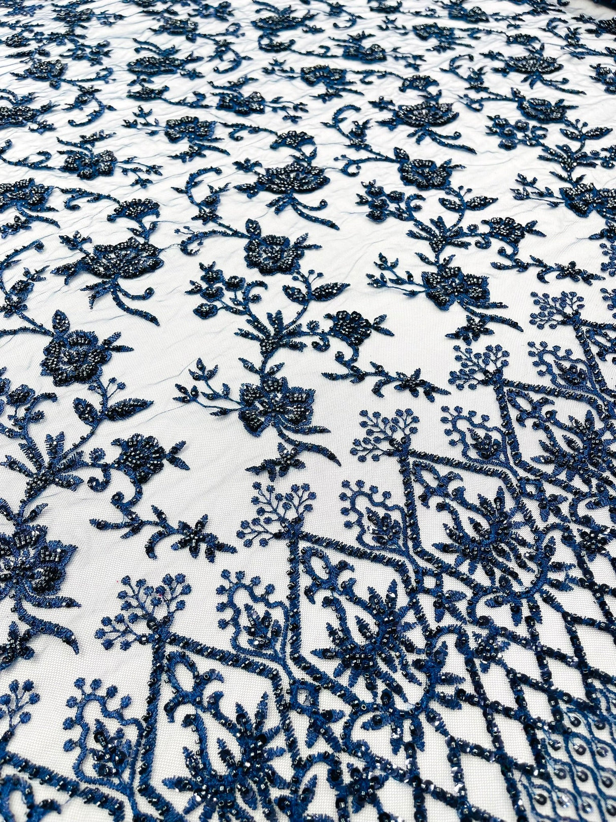 Modern Luxury Beaded Fabric - Mesh Lace, 54" Width, Color Assorted (1 Yard)