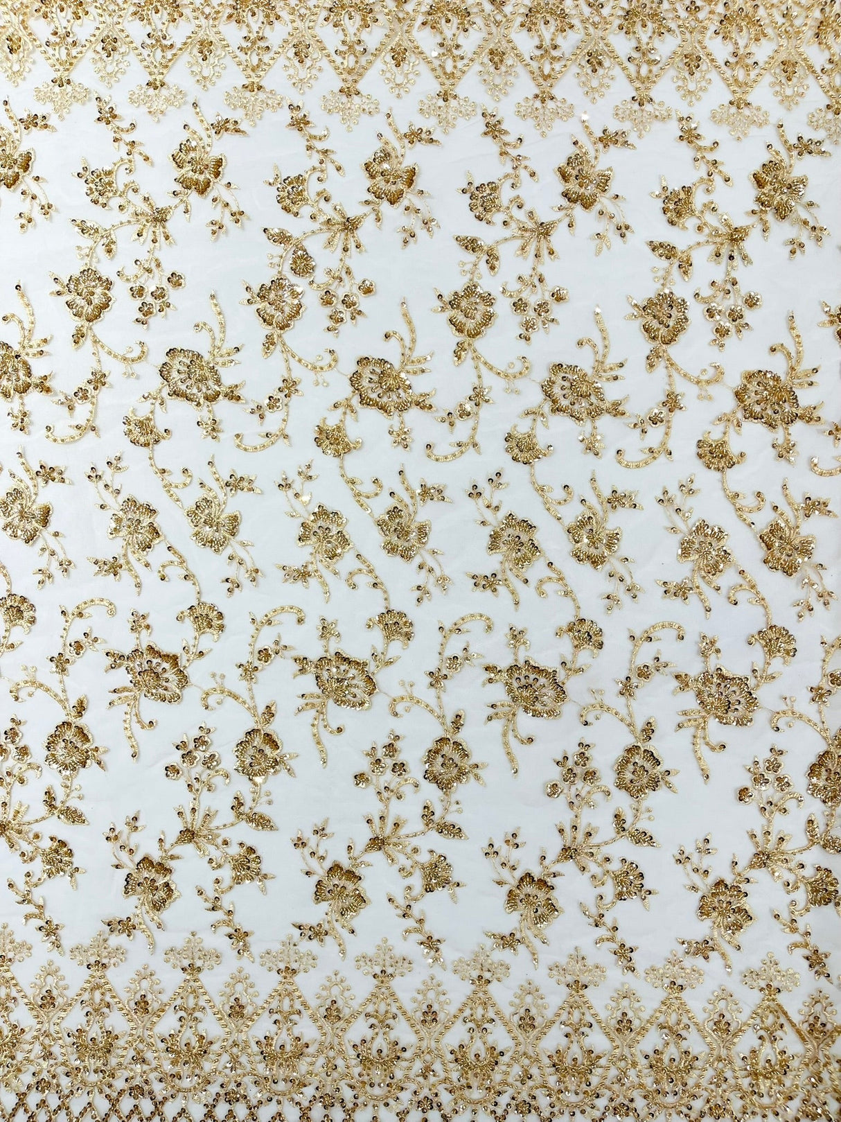 Modern Luxury Beaded Fabric - Mesh Lace, 54" Width, Color Assorted (1 Yard)