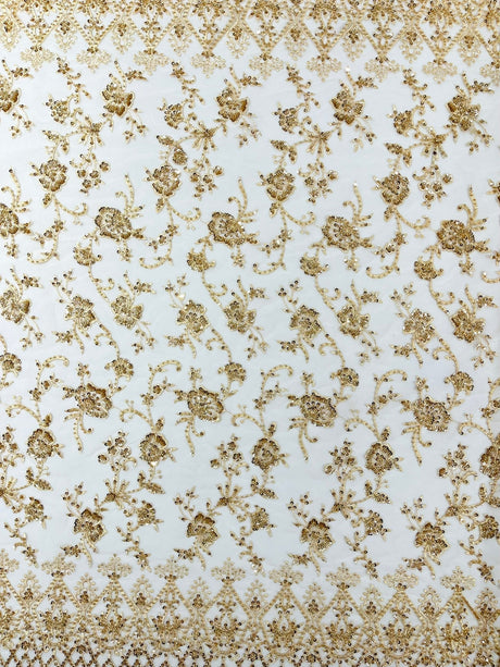 Modern Luxury Beaded Fabric - Mesh Lace, 54" Width, Color Assorted (1 Yard)