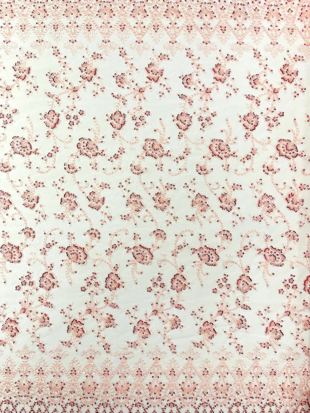 Modern Luxury Beaded Fabric - Mesh Lace, 54" Width, Color Assorted (1 Yard)