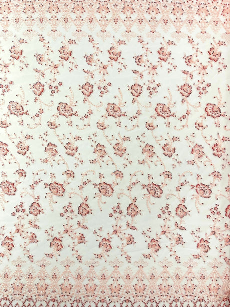 Modern Luxury Beaded Fabric - Mesh Lace, 54" Width, Color Assorted (1 Yard)