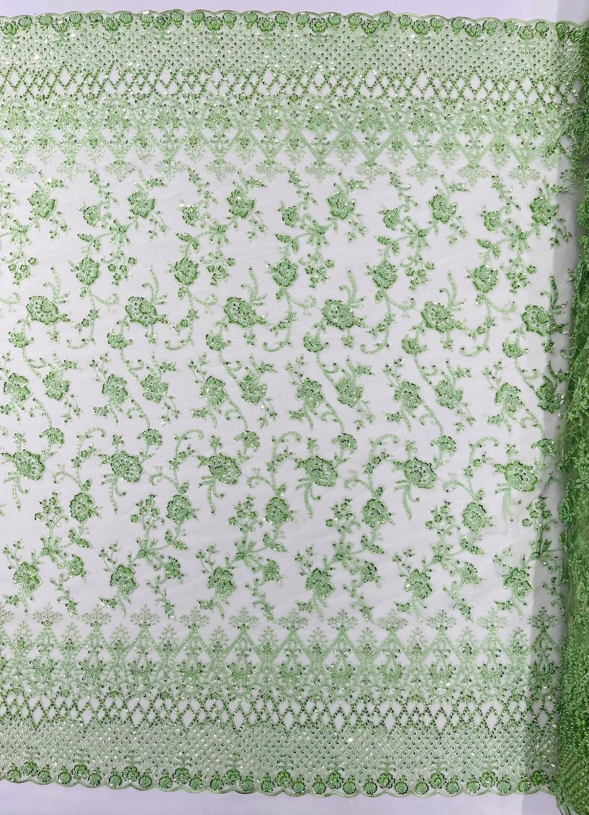 Modern Luxury Beaded Fabric - Mesh Lace, 54" Width, Color Assorted (1 Yard)