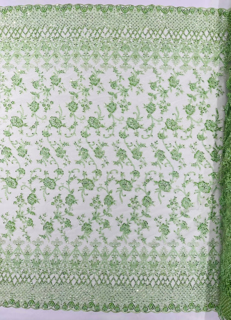 Modern Luxury Beaded Fabric - Mesh Lace, 54" Width, Color Assorted (1 Yard)