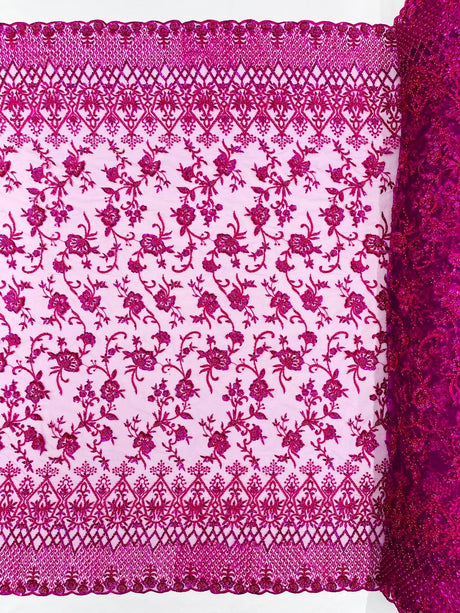 Modern Luxury Beaded Fabric - Mesh Lace, 54" Width, Color Assorted (1 Yard)
