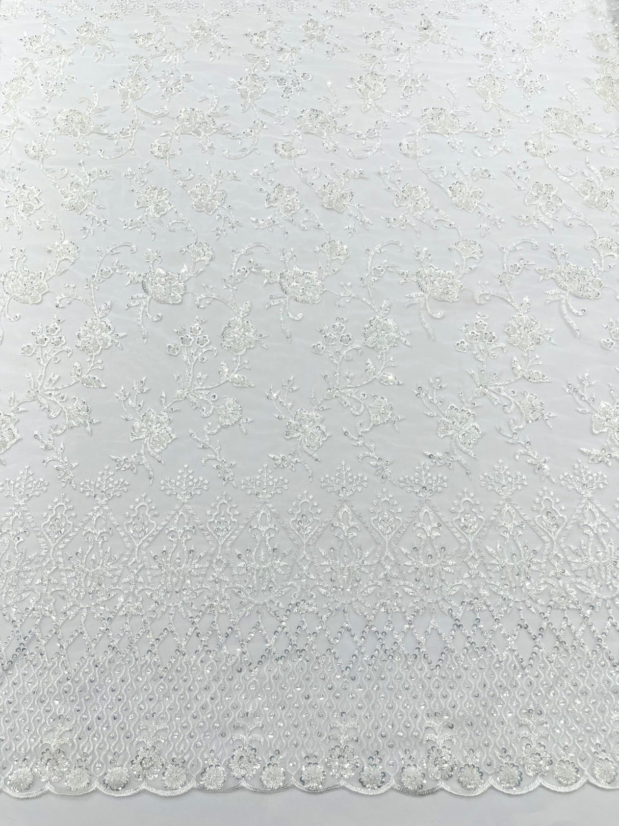 Modern Luxury Beaded Fabric - Mesh Lace, 54" Width, Color Assorted (1 Yard)