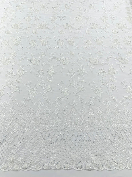 Modern Luxury Beaded Fabric - Mesh Lace, 54" Width, Color Assorted (1 Yard)