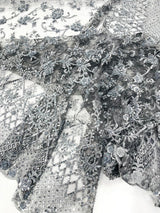 Modern Luxury Beaded Fabric - Mesh Lace, 54" Width, Color Assorted (1 Yard)