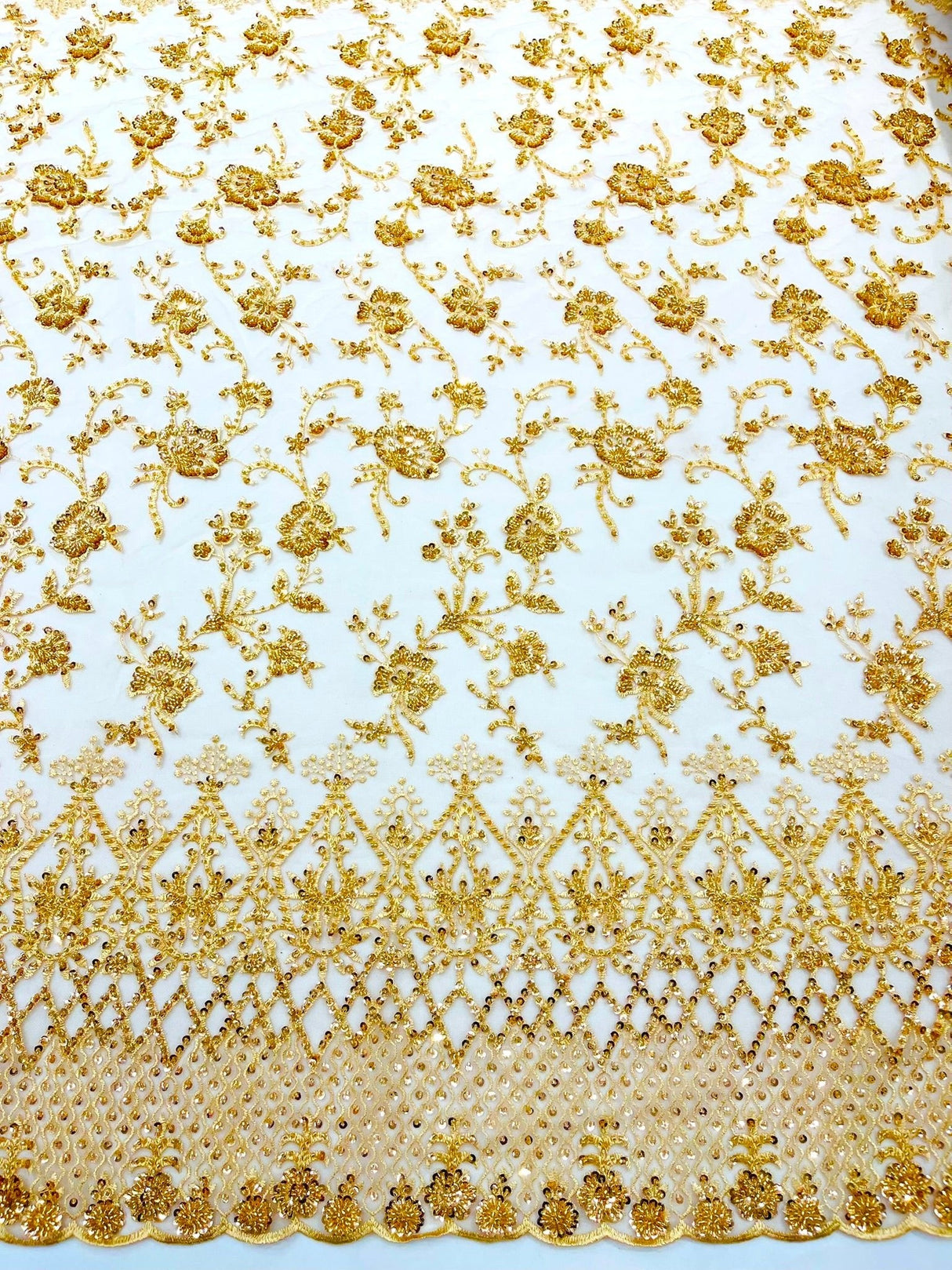 Modern Luxury Beaded Fabric - Mesh Lace, 54" Width, Color Assorted (1 Yard)